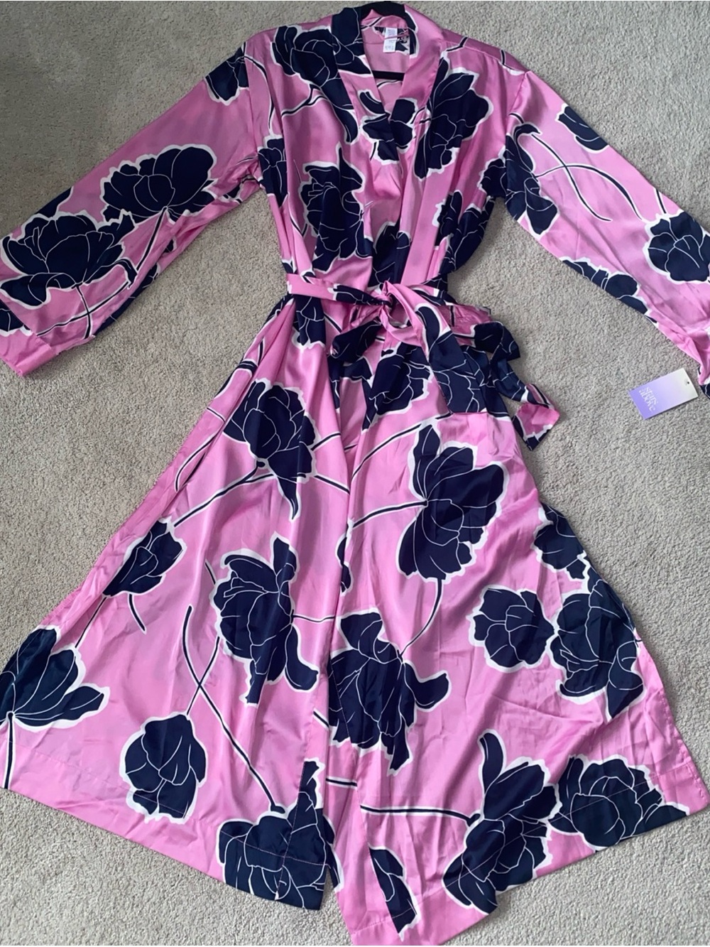 Stars Above Women’s XL / XXL Dressing Satin Robe Multi Color Floral NWT